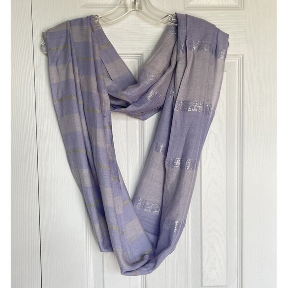 RISING TIDE Infinity Scarf Purple Striped Shiny - Picture 2 of 13